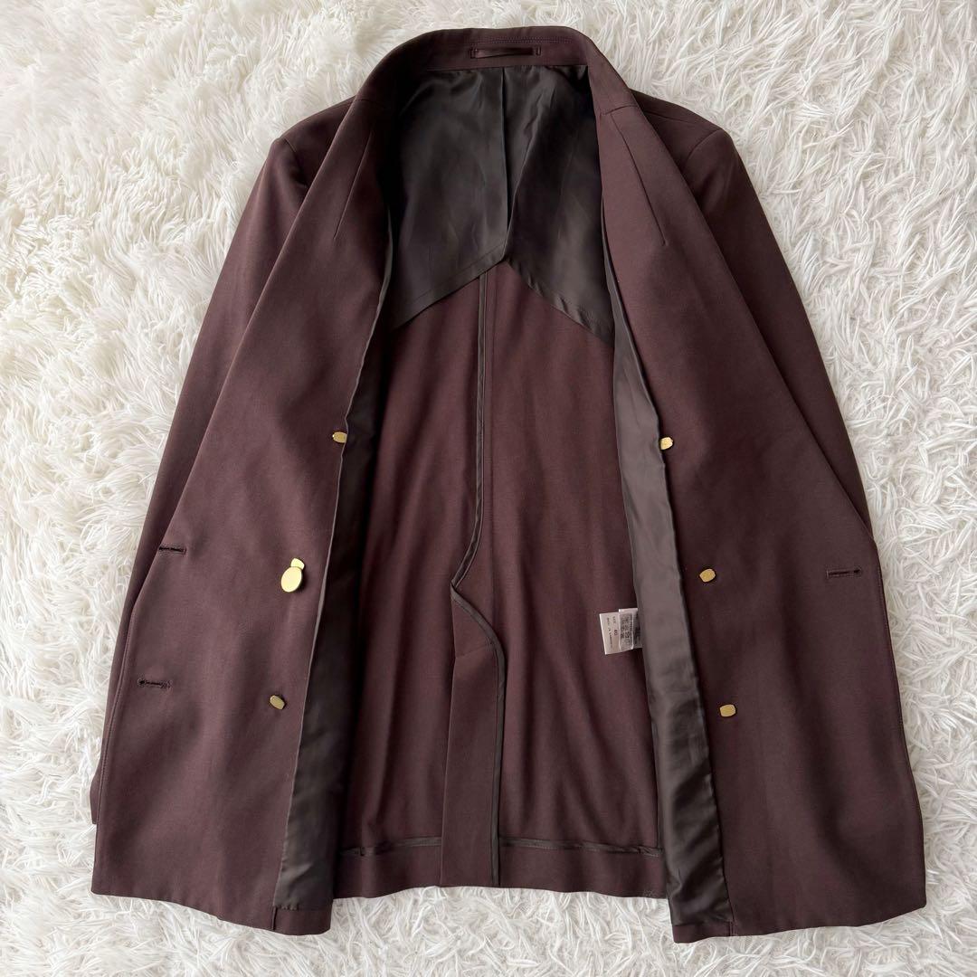 セットアップスーツ ダブルスーツ 金ボタン ブラウン 手洗可 40