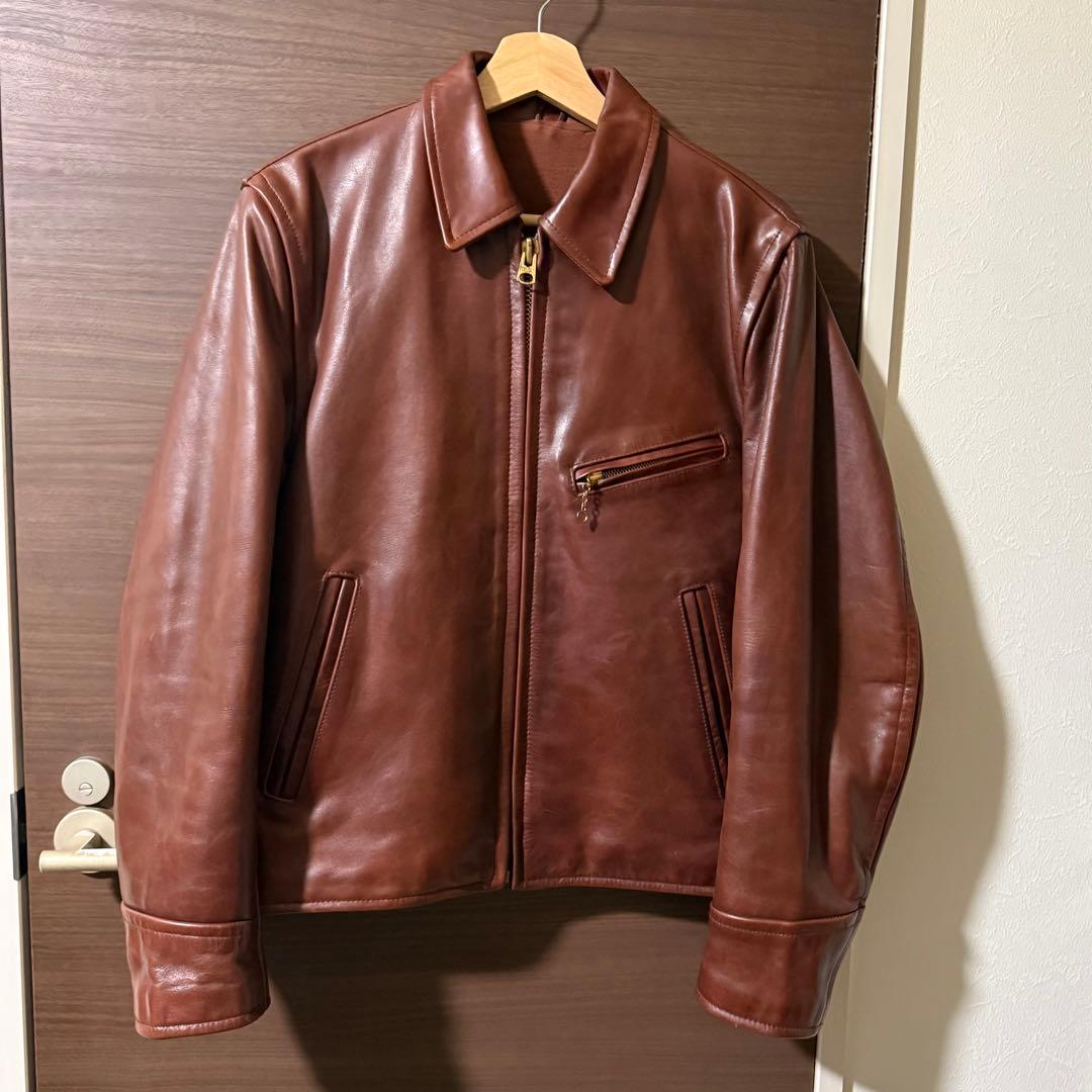 と*ゐ様 極厚ステアハイド ハーフベルト レザースポーツジャケット 36 TAL