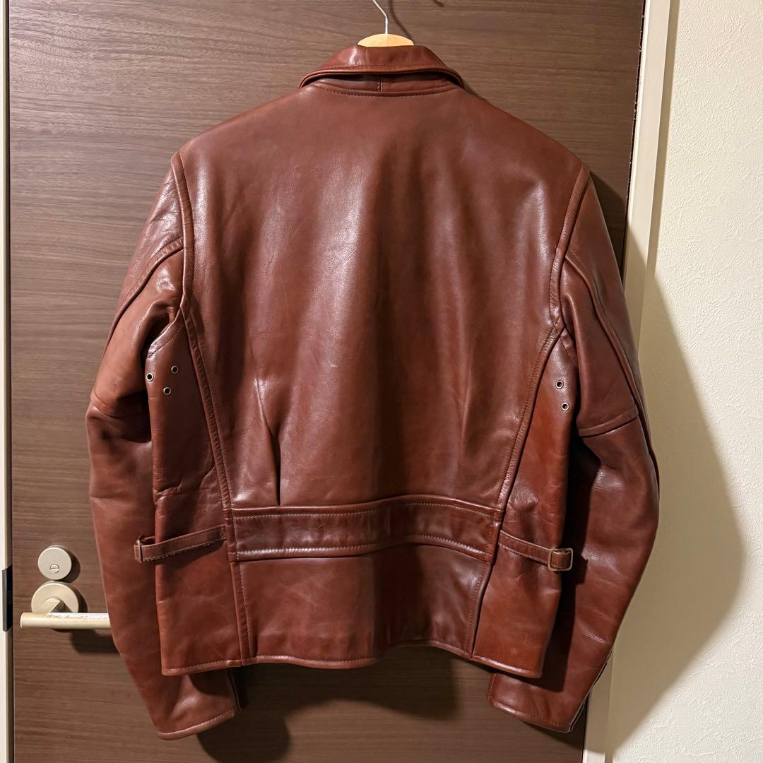 と*ゐ様 極厚ステアハイド ハーフベルト レザースポーツジャケット 36 TAL