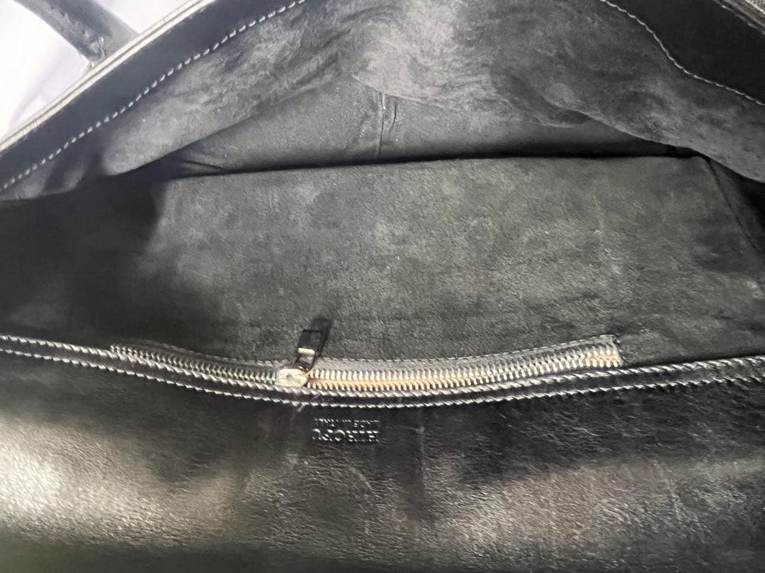 美品 HIROFU ヒロフ 高級牛革 Hロゴ 型押しトートバッグ ブラック