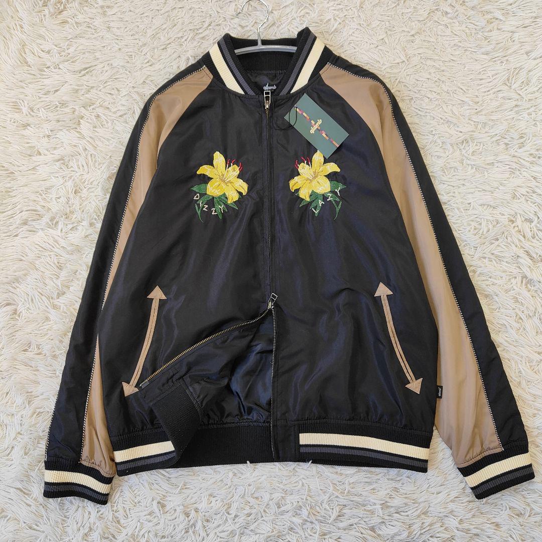 希少　glamb スカジャン　刺繍 ブラックベージュ　LAZY