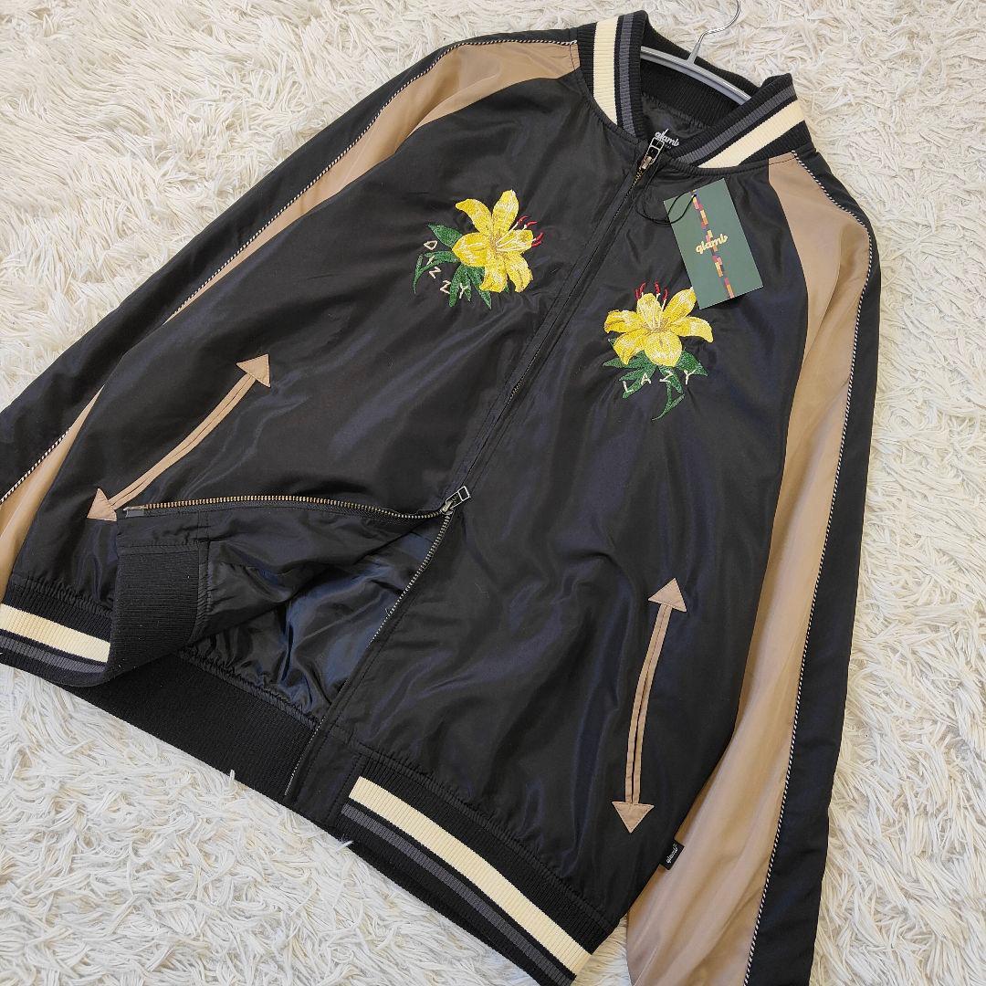 希少　glamb スカジャン　刺繍 ブラックベージュ　LAZY