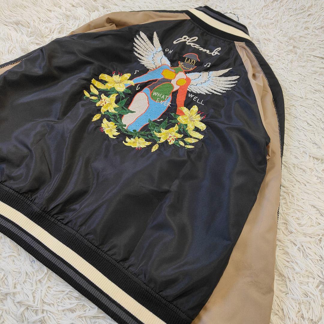 希少　glamb スカジャン　刺繍 ブラックベージュ　LAZY