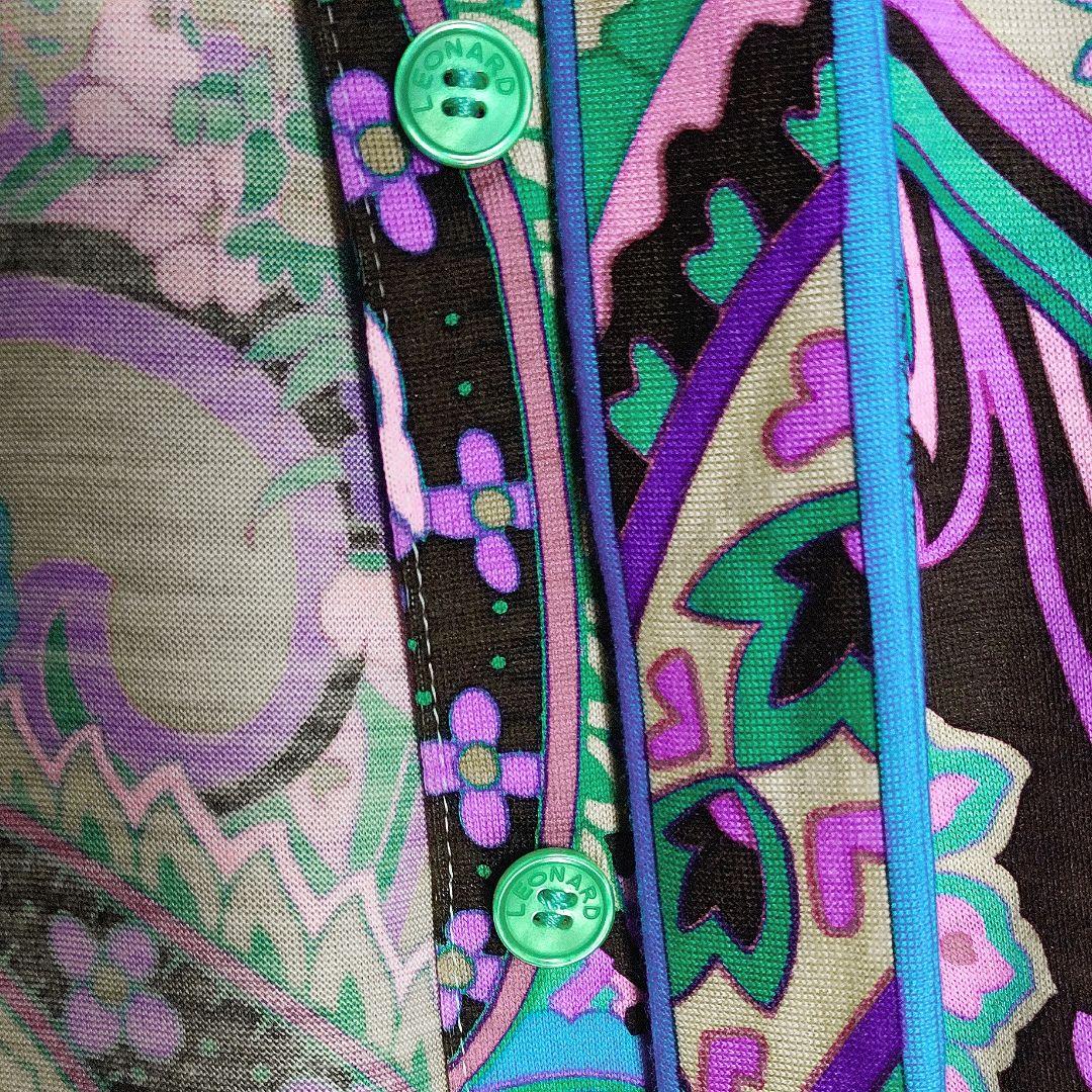 ☆ LEONARD レオナール シルク混 ボウタイ ペイズリー柄 長袖 ブラウス