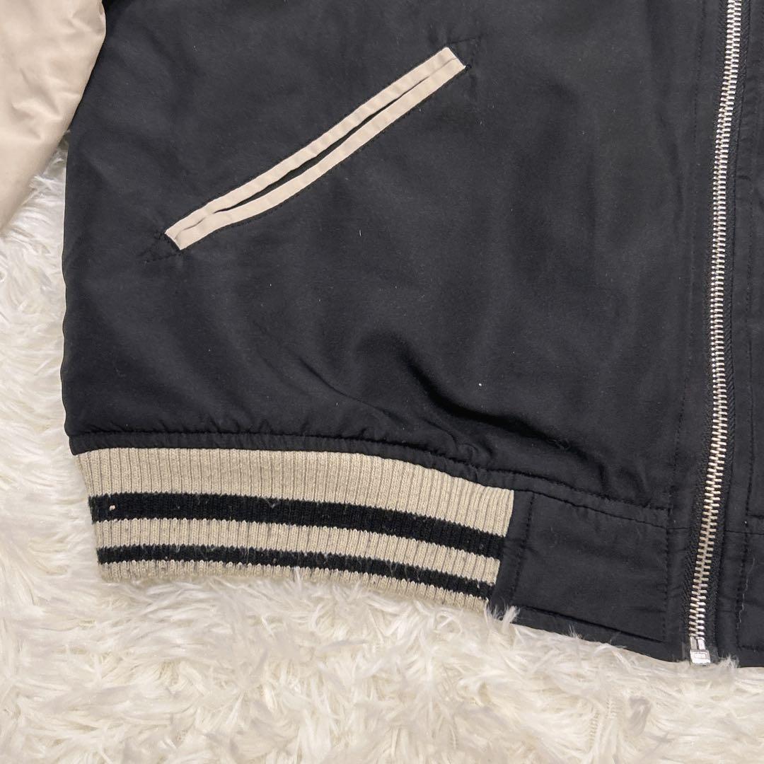 絡繰魂 スカジャン 桜×龍 刺繍 ブラック×グレー 和柄 メンズ Lサイズ