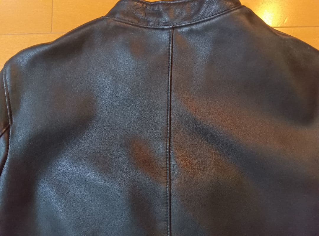 シングルレザーライダースマンダリンカラーブルゾンMブラック黒