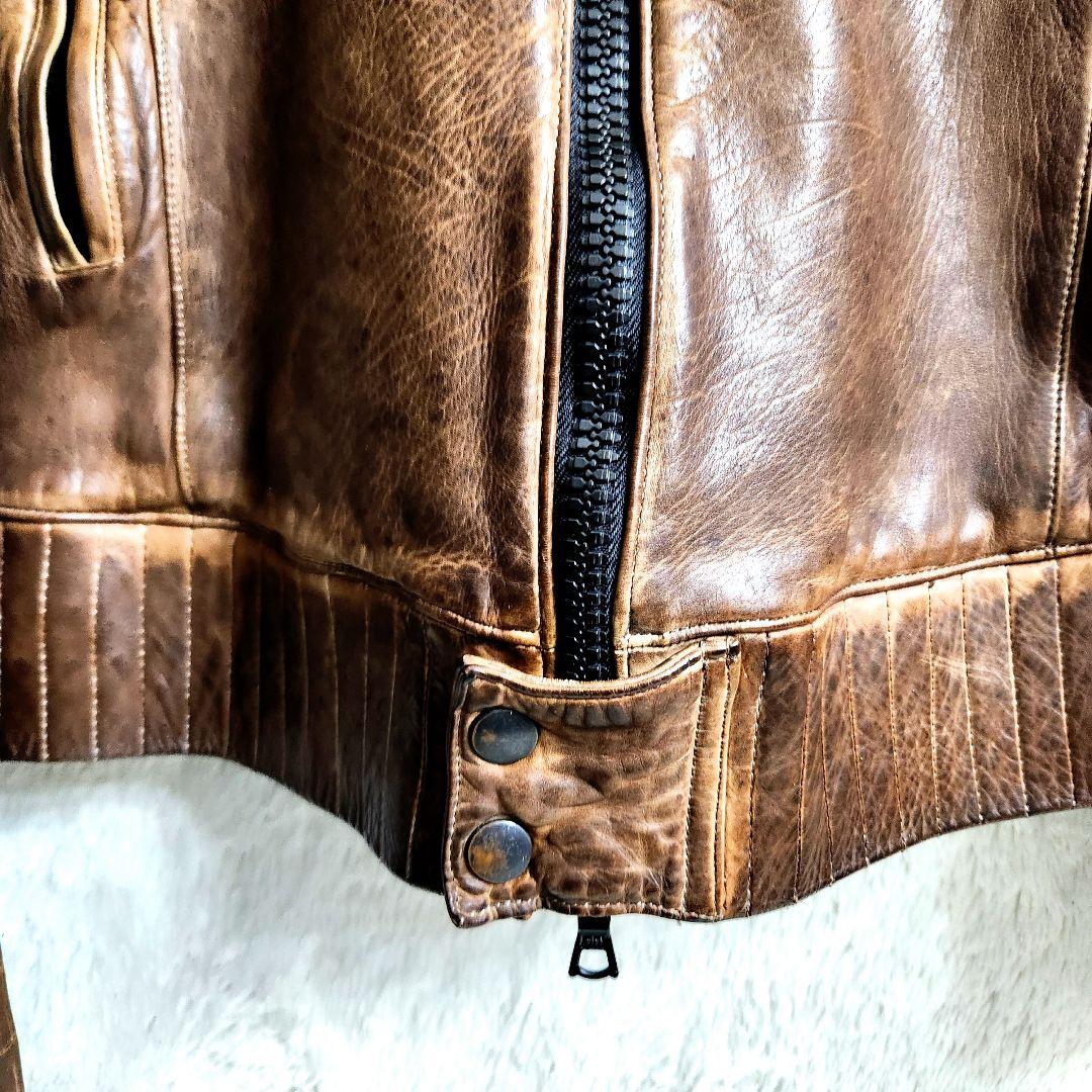 G*t様 イサムカタヤマバックラッシュ　本革　シングルライダース　ブラウン　3
