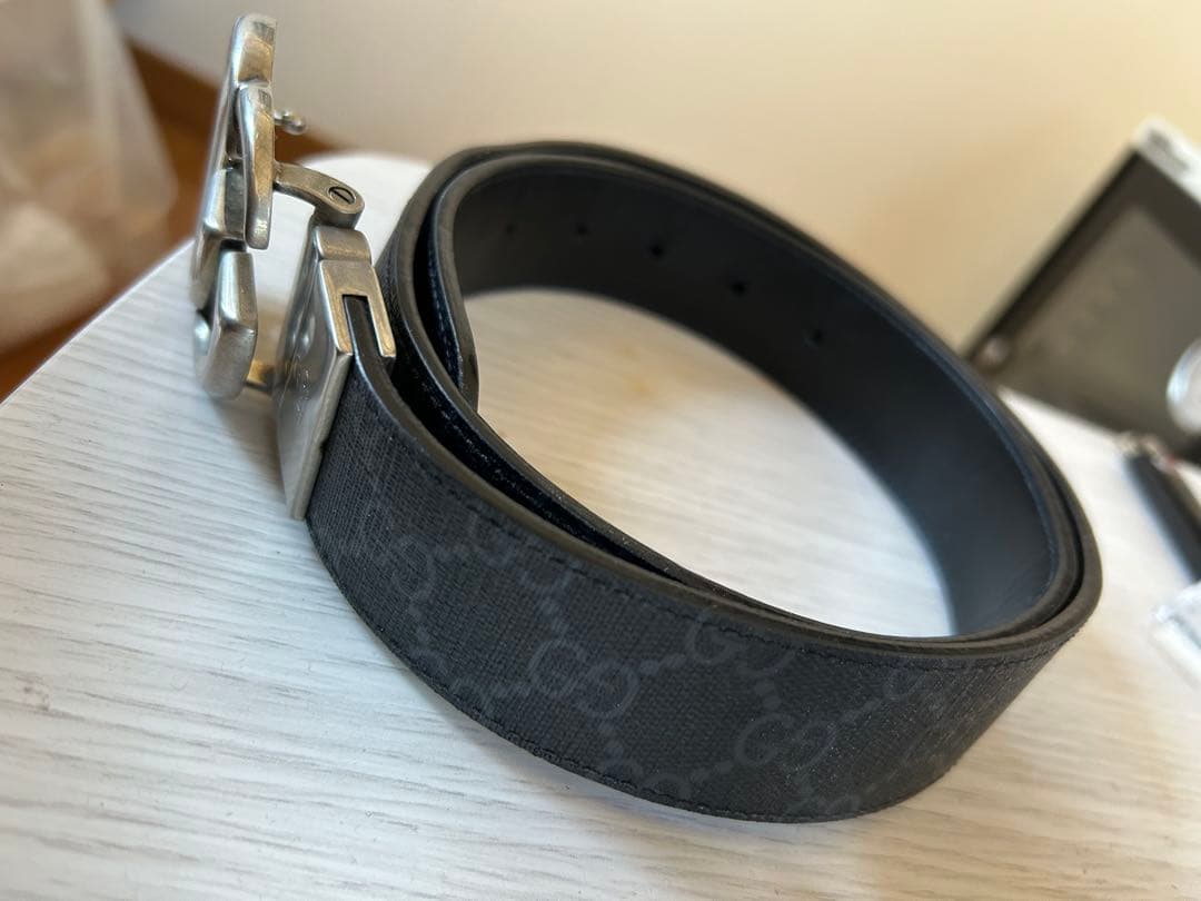 GUCCI グッチ ベルト GGロゴベルト ブラック系 レザー メンズ