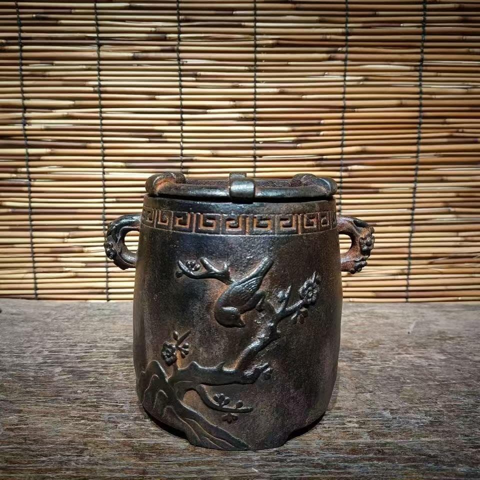 鋳鉄 炭火コンロ 花と鳥の彫刻 家庭用室内炭ストーブ煮茶器