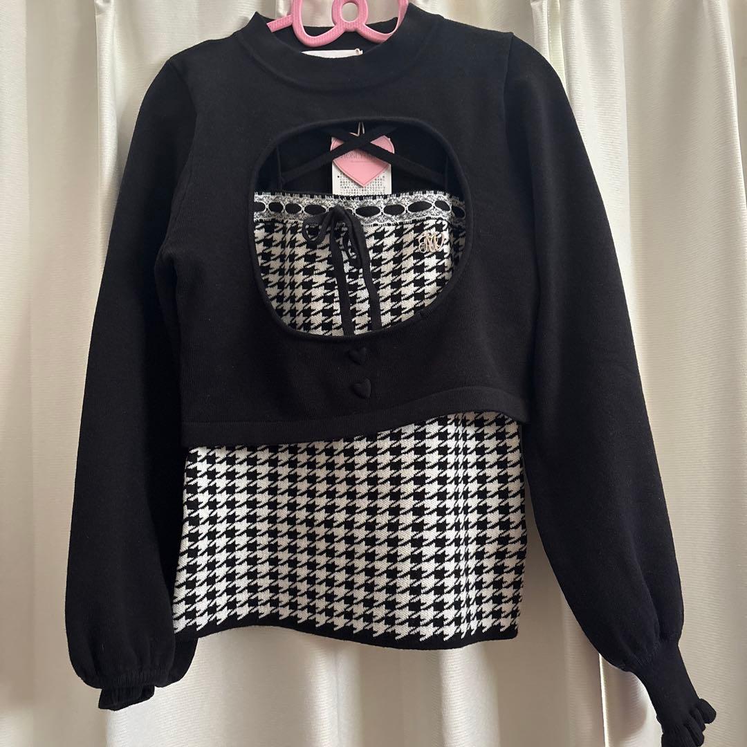 ハニーミュウ イモちゃん 千鳥柄ハイネックアンサンブルトップス　HONEYMEW