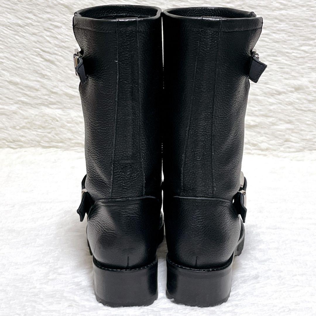 【極美品】ルタロン ミドル丈 ブーツ 22.5 エンジニア 黒 シボ感 金具