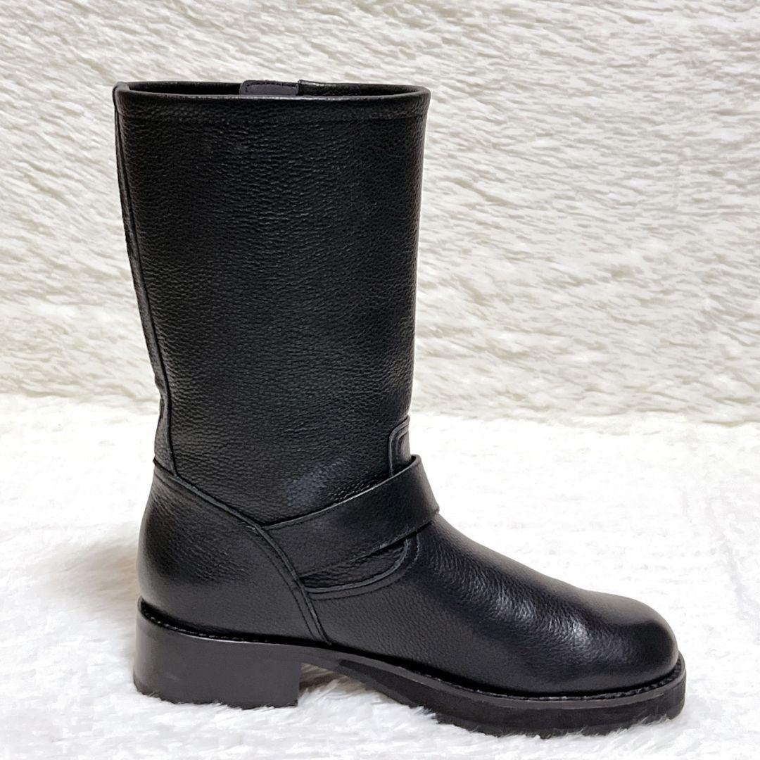 【極美品】ルタロン ミドル丈 ブーツ 22.5 エンジニア 黒 シボ感 金具