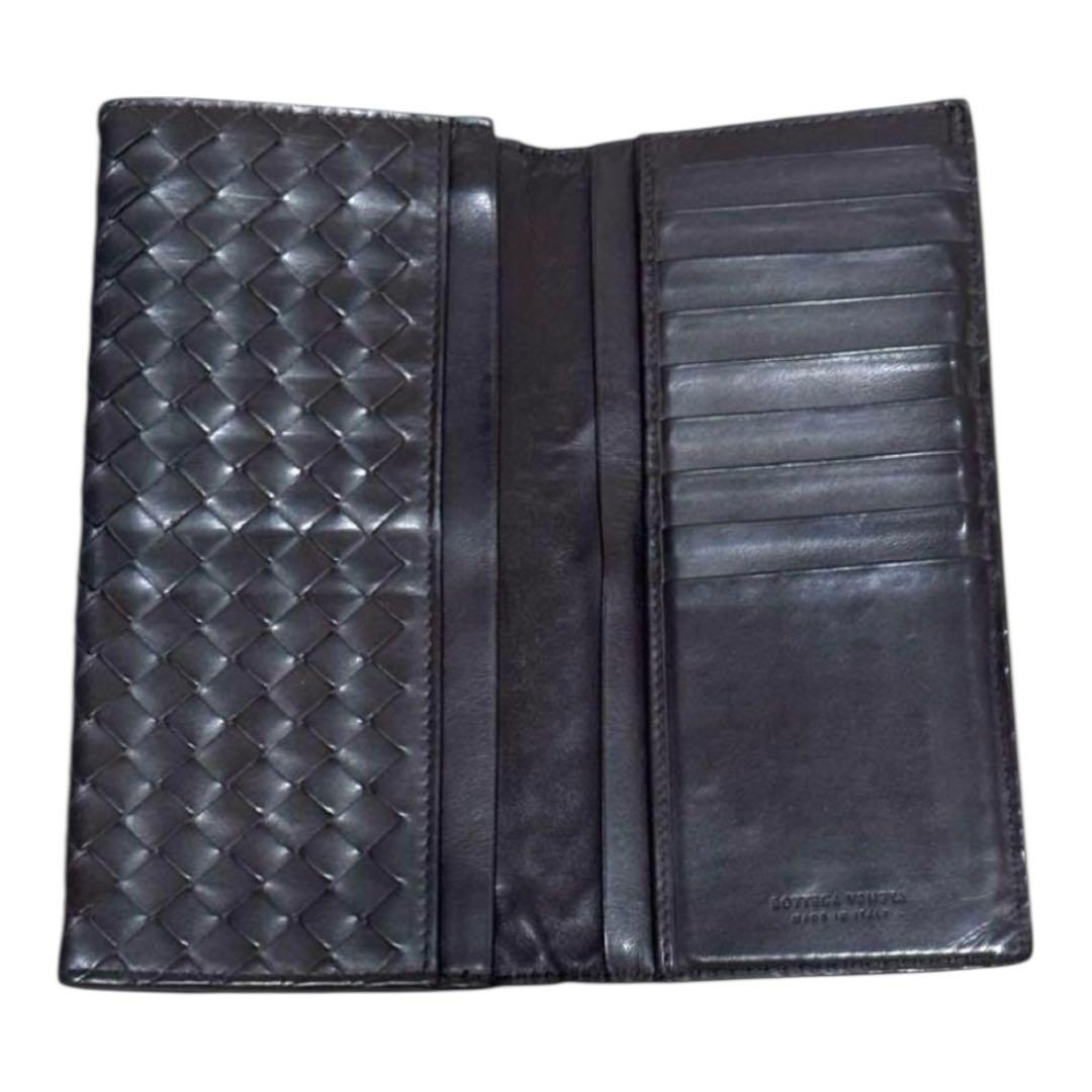 ボッテガヴェネタ　長財布　札入れ　ダークブラウン　イントレチャート　フラップ