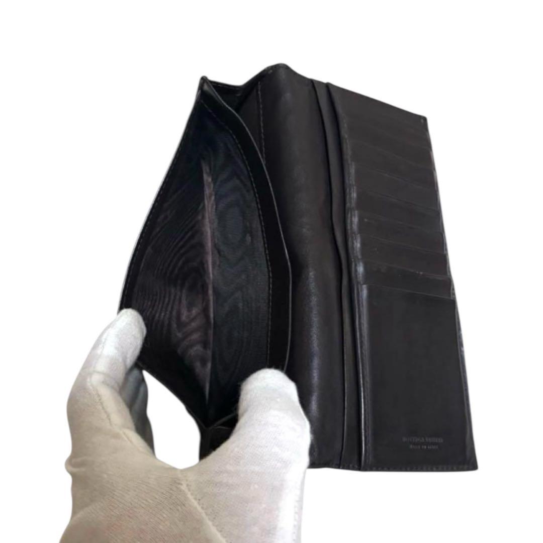 ボッテガヴェネタ　長財布　札入れ　ダークブラウン　イントレチャート　フラップ