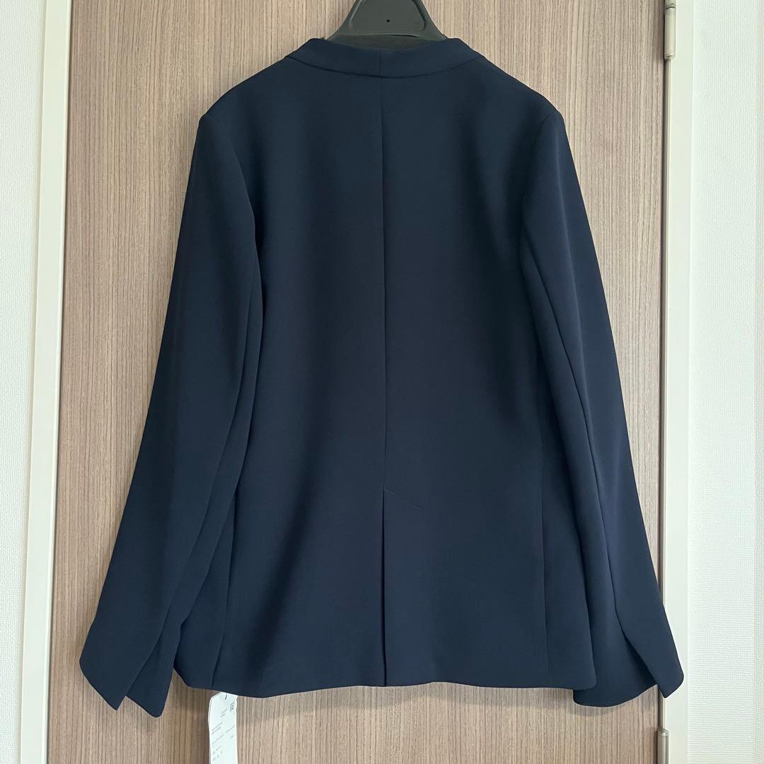 NANO universe ネイビー ノーカラーパンツスーツセット