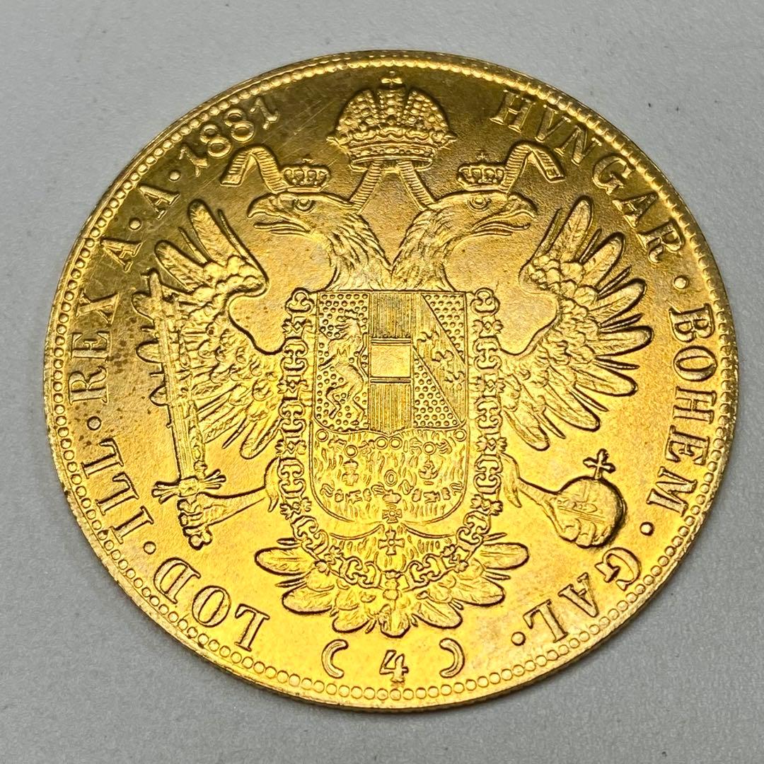 海外古銭　オーストリア　ダカット　双頭の鷲　　1881年
