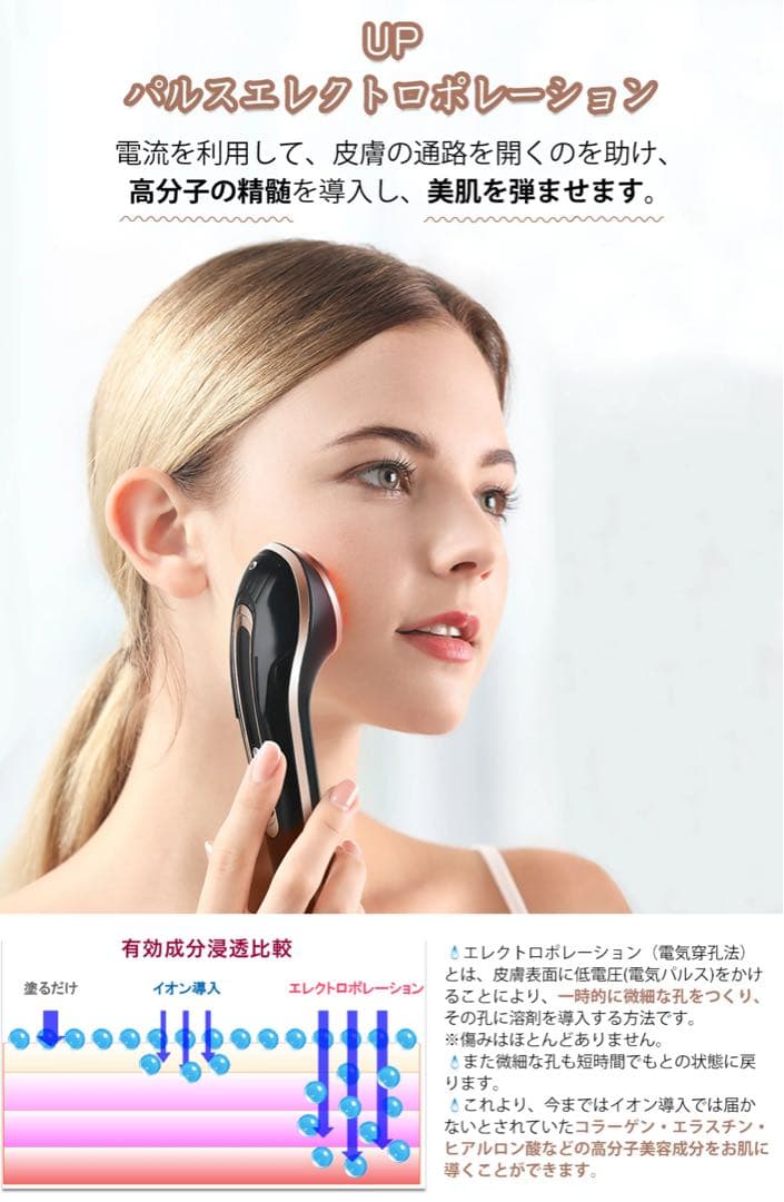 美顔器 Hera Atenaリフトアップ イオン導入 毛穴ケア保湿 EMS 黒