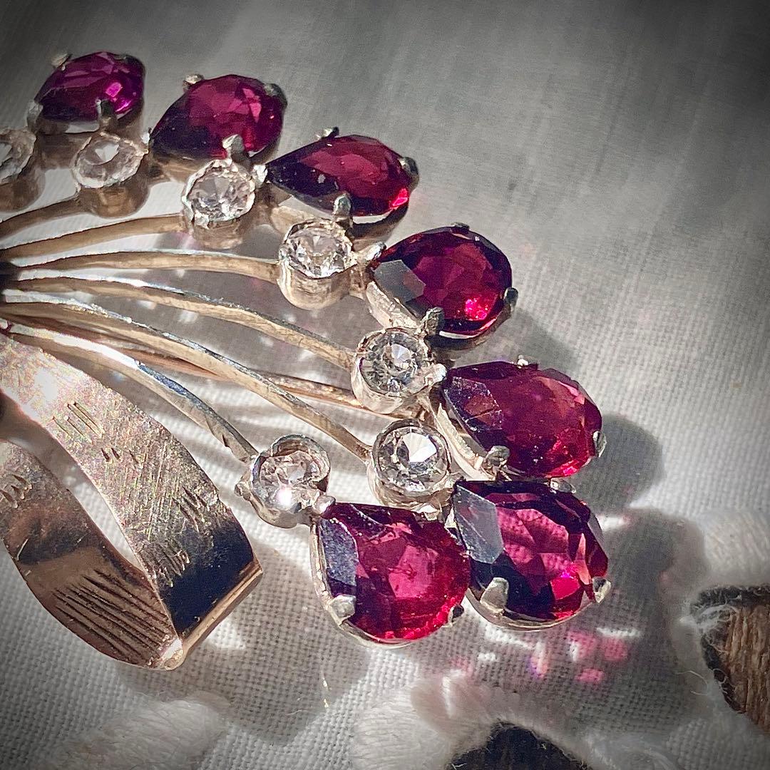 ビンテージ　天然ロードライトガーネット　　 ブローチ