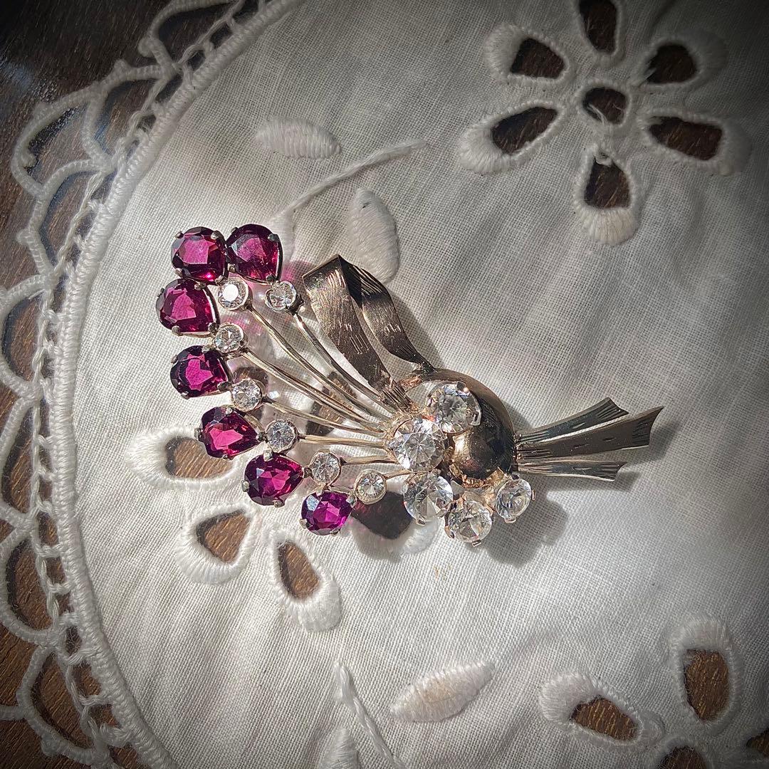 ビンテージ　天然ロードライトガーネット　　 ブローチ