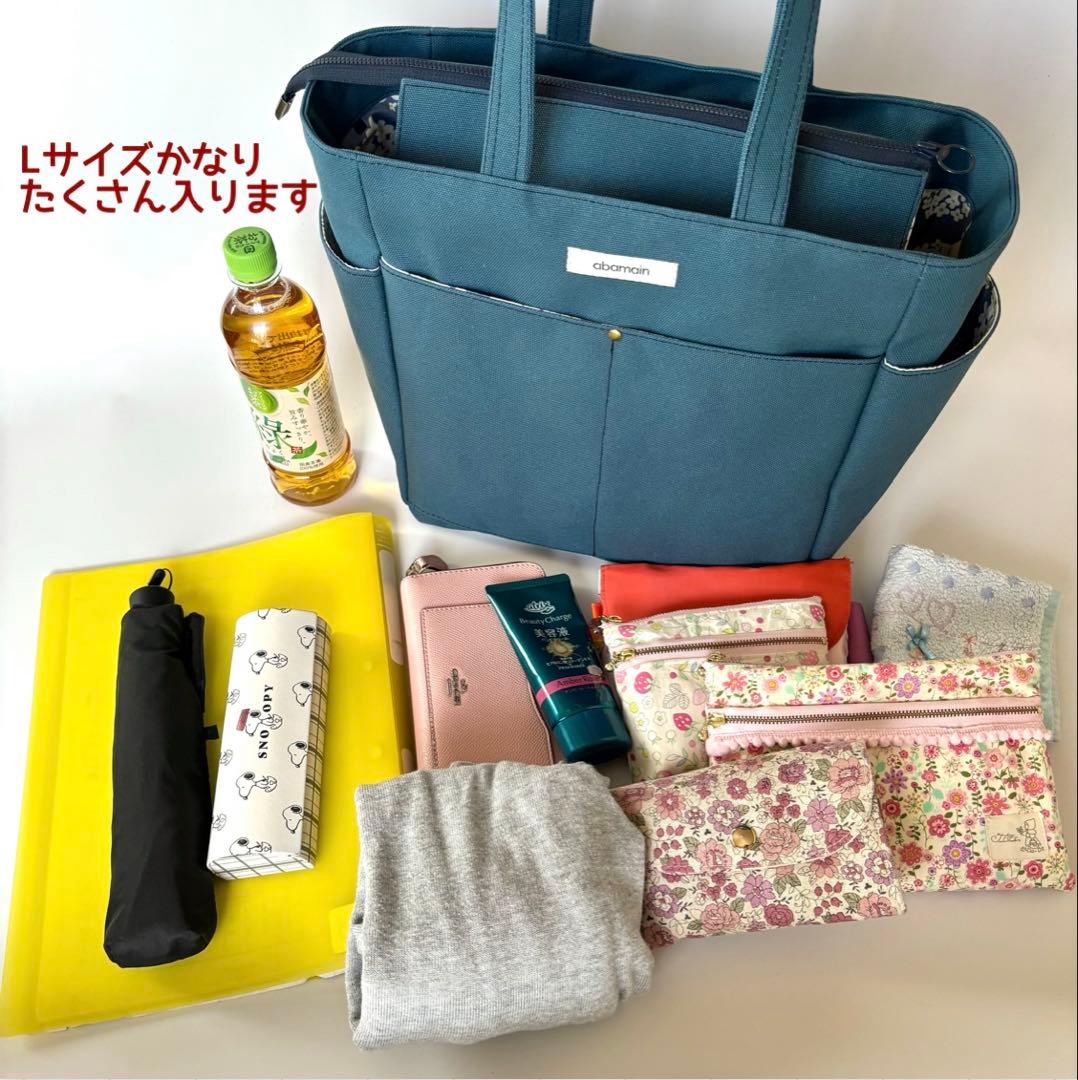 【ぽの】大きなリボンのサイドポケット付きトートバッグL 倉敷8号帆布