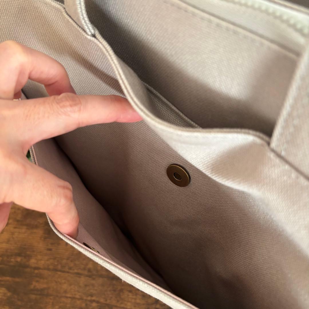 【ぽの】大きなリボンのサイドポケット付きトートバッグL 倉敷8号帆布