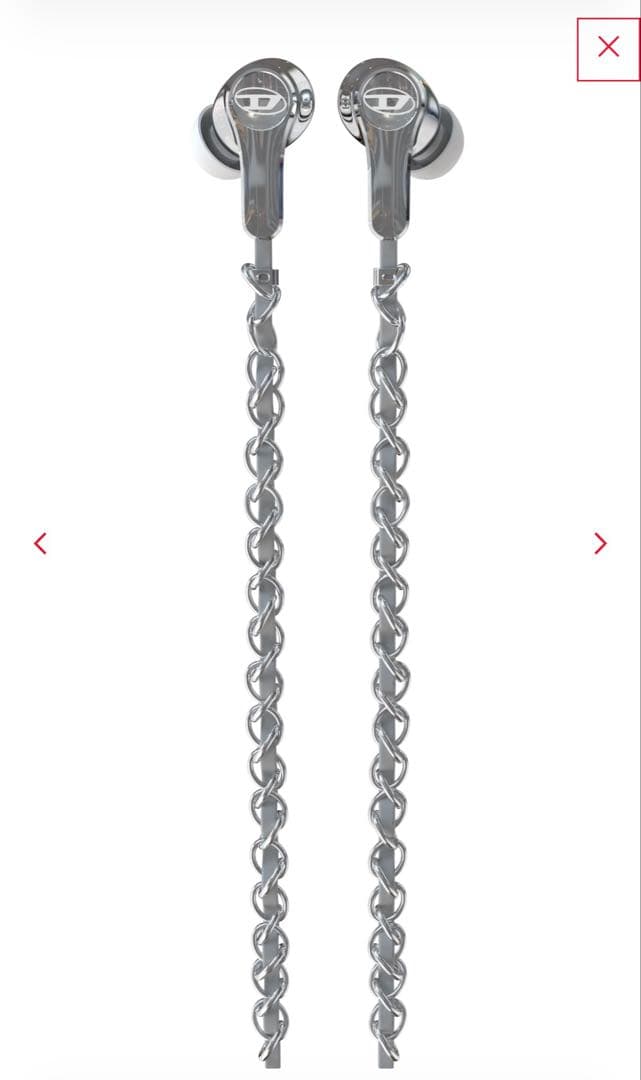 DIESEL シルバー　チャーム付き有線イヤホン　Wired Earbuds