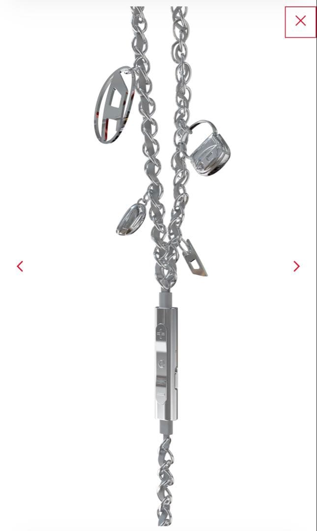 DIESEL シルバー　チャーム付き有線イヤホン　Wired Earbuds