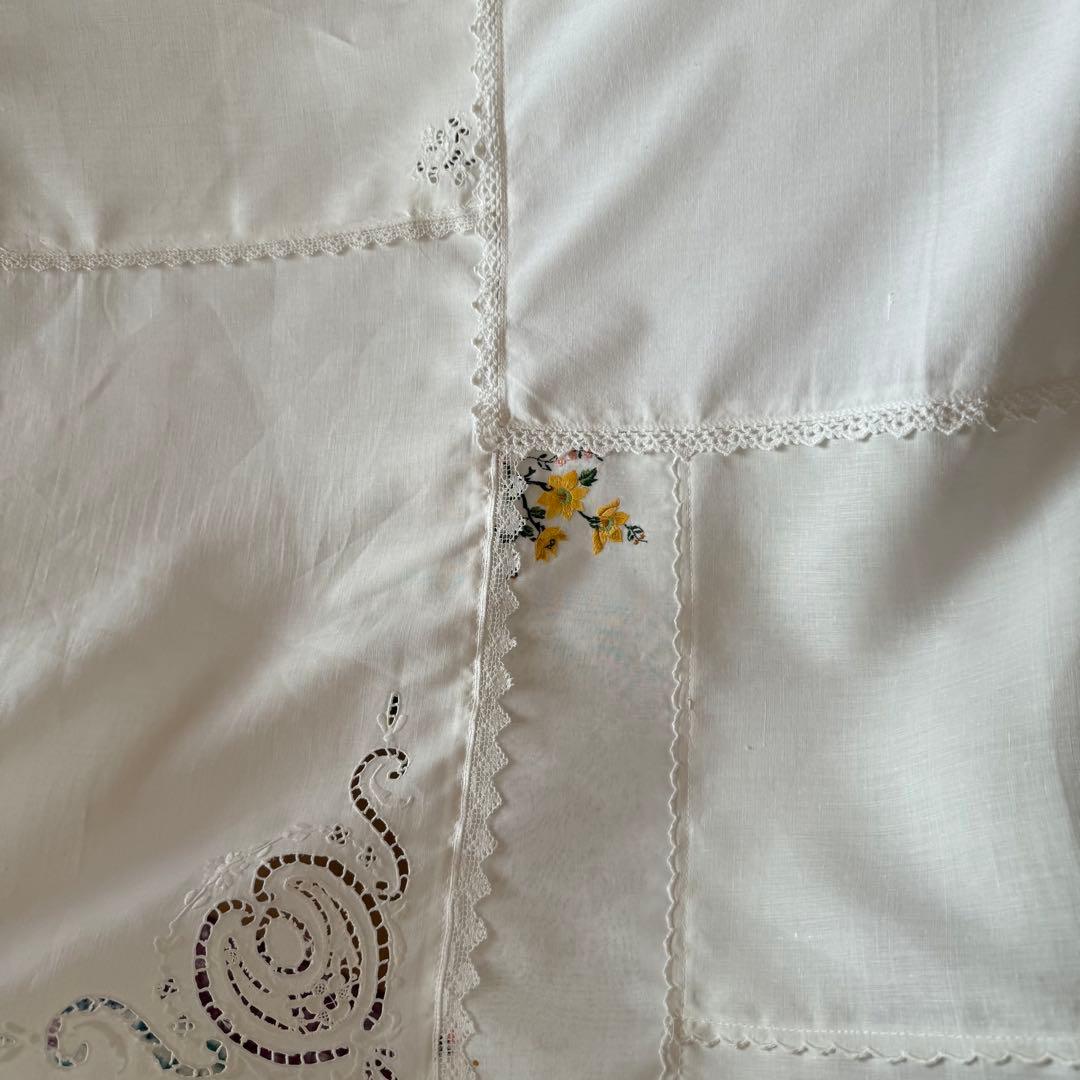 フランスアンティーク花柄刺繍レースクロスカーテンஐ④