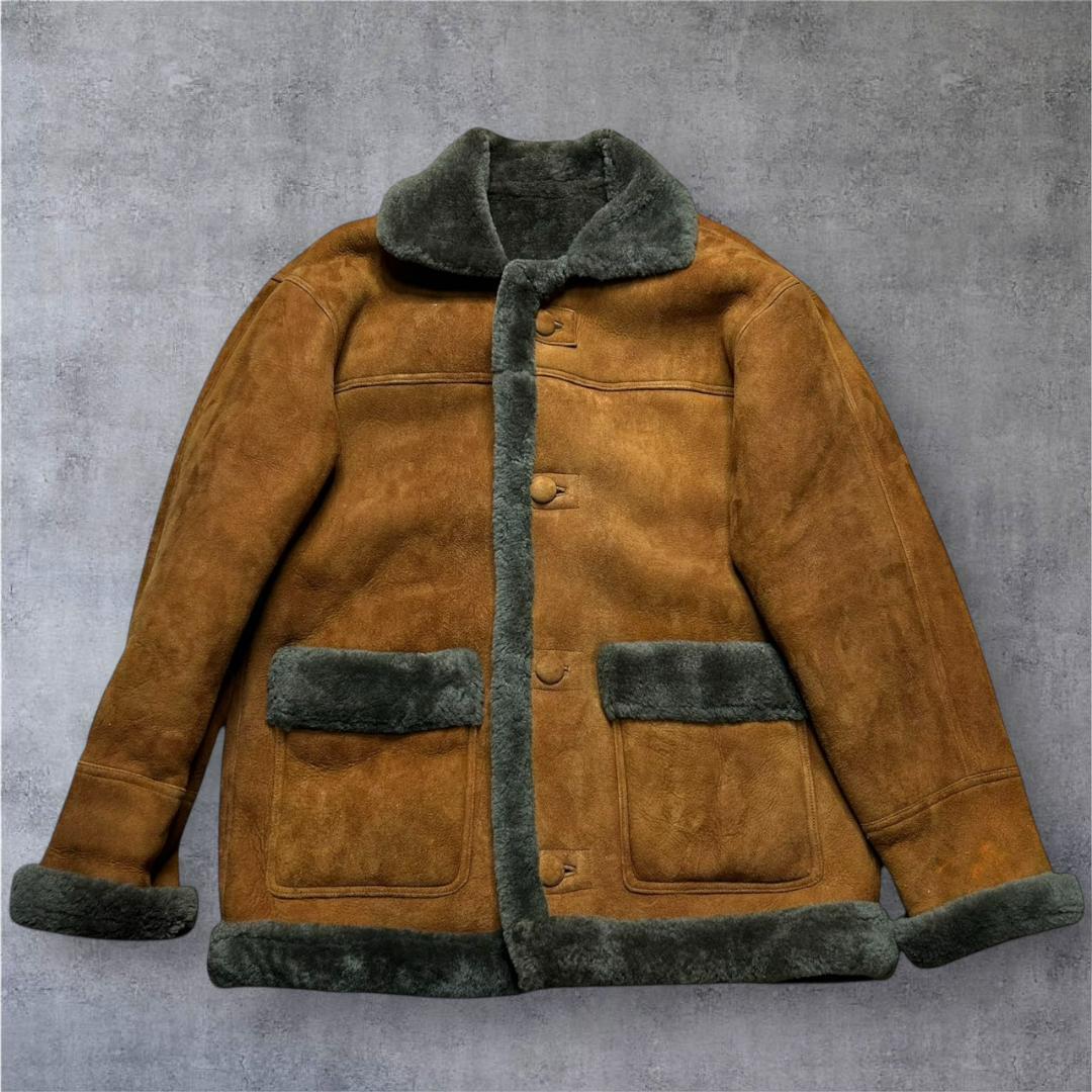 VIA NUOVA リアルムートンジャケット 50 XL 羊革 B-3 茶 希少