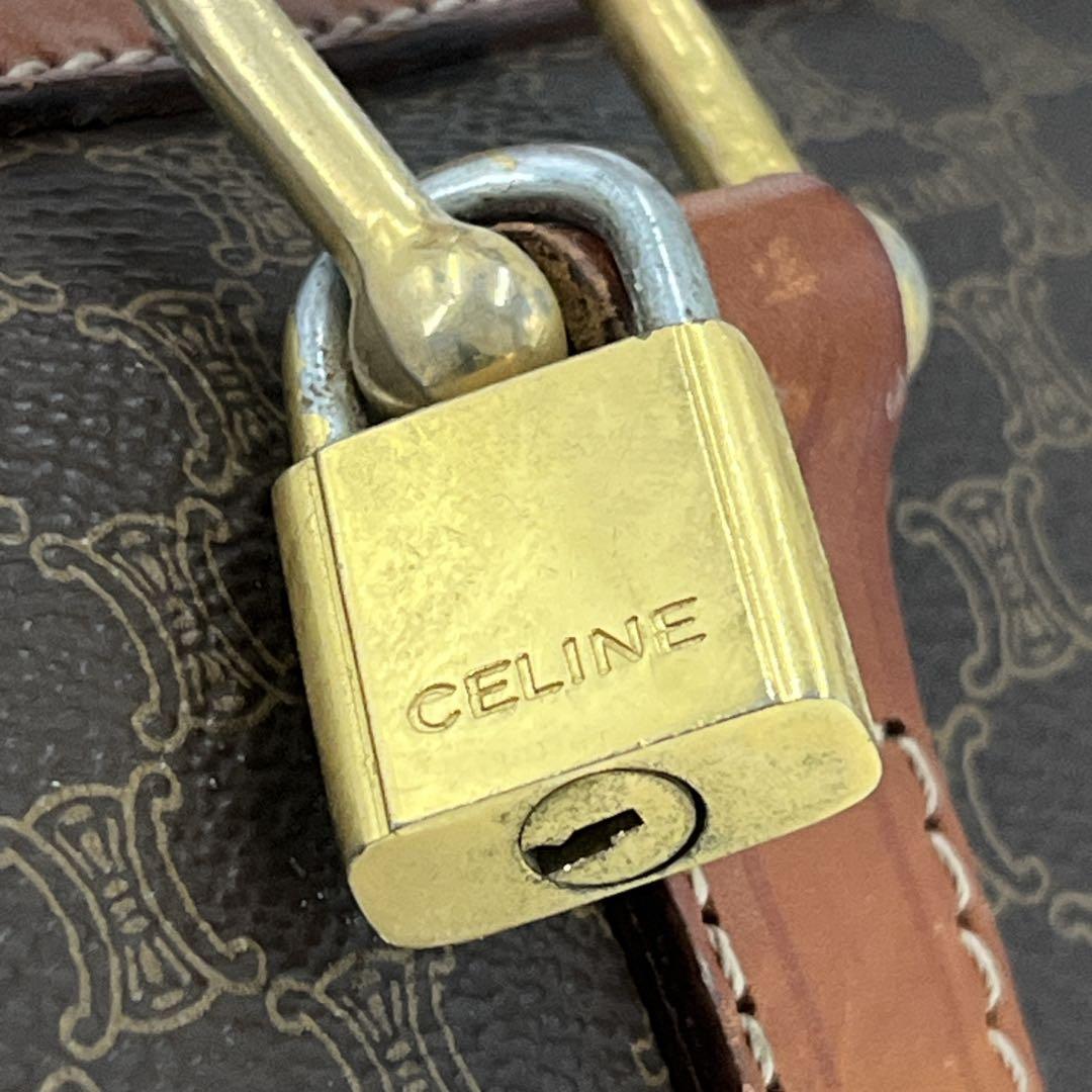 当時物　オールド　セリーヌ　ボストンバッグ　旅行カバン　マカダム柄　PVCレザー