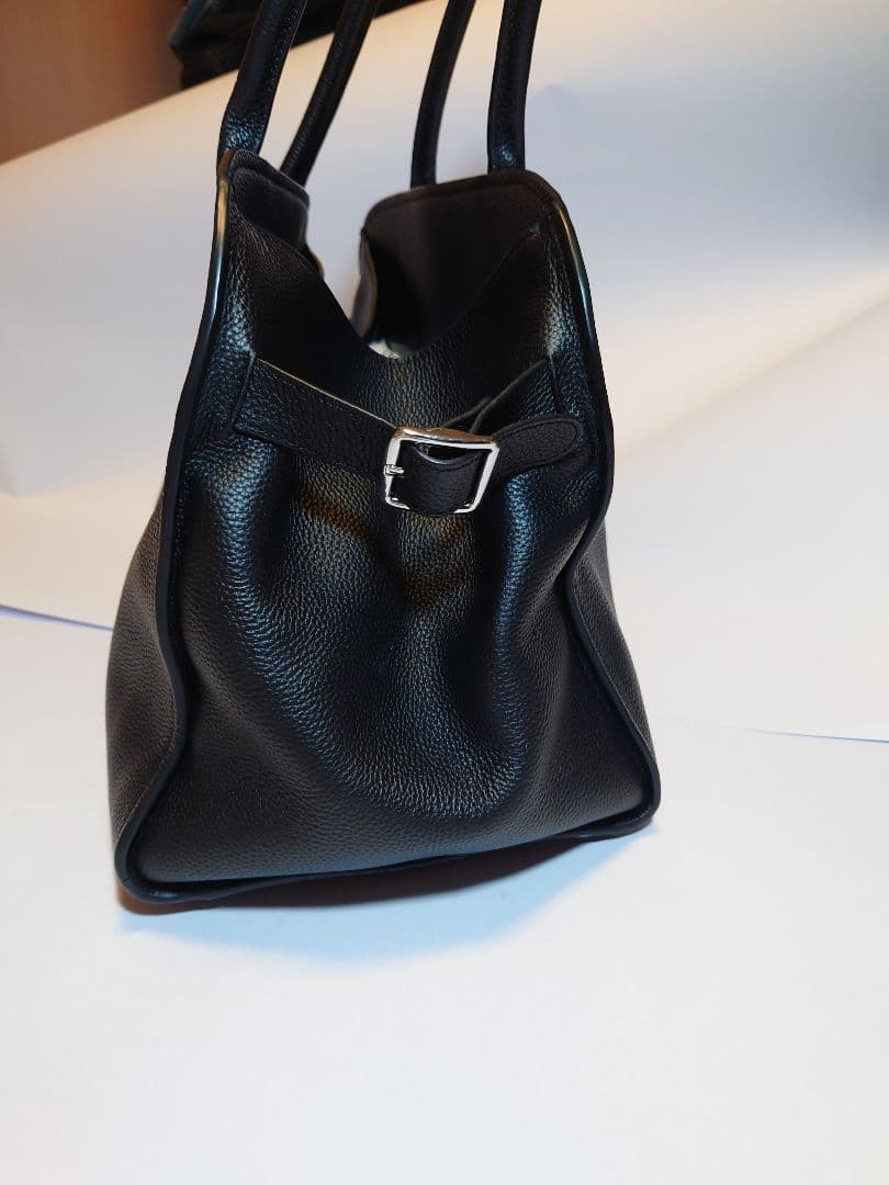 JISTORY サイドベルトブラックレザー ボストンバッグ