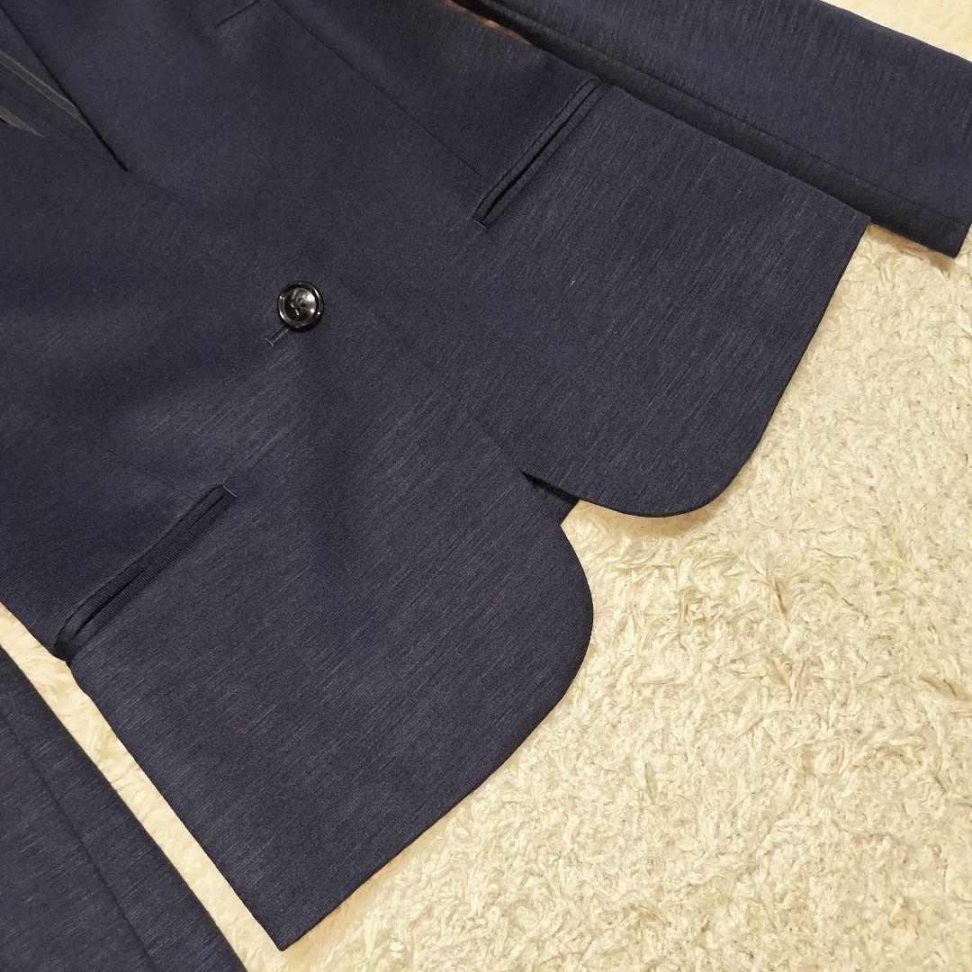 【美品】グリーンレーベルリラクシング ノーカラースーツ セットアップ 麻混 40