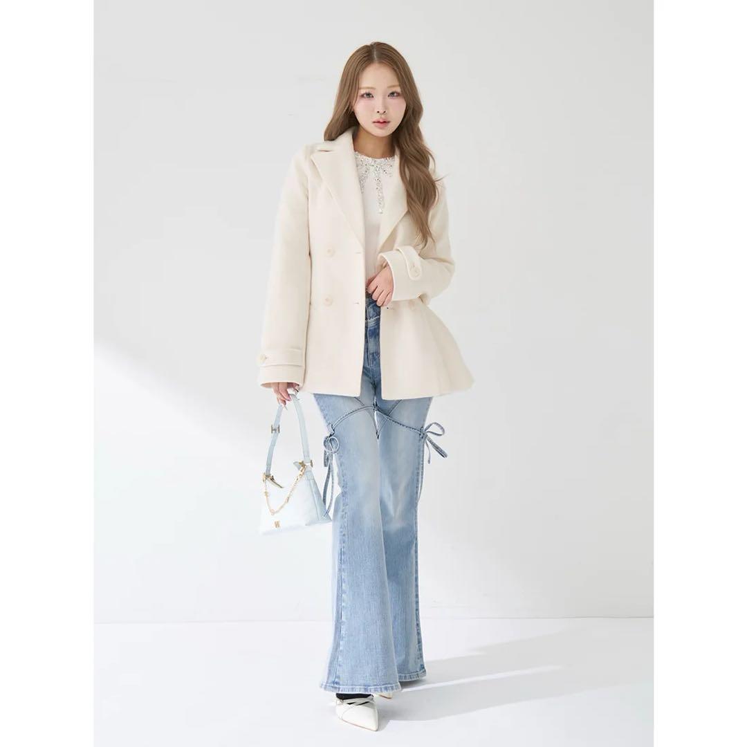 新品タグ付き ダーリッチ ピコレースハイウエストフレアデニム XS