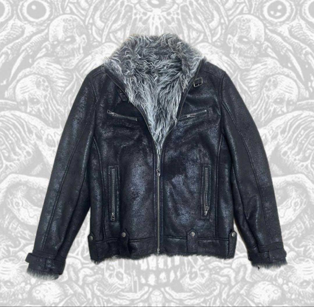 00s archive 鬼ファー レザージャケット お兄系 V系 平成 Y2K