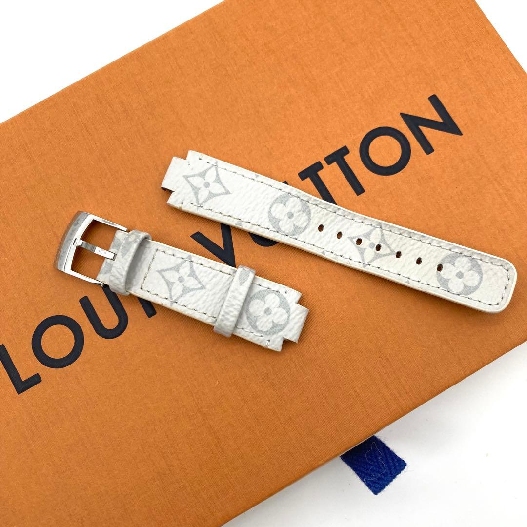美品 ルイヴィトン タンブール ベルト モノグラム ワンタッチ ホワイト グレー