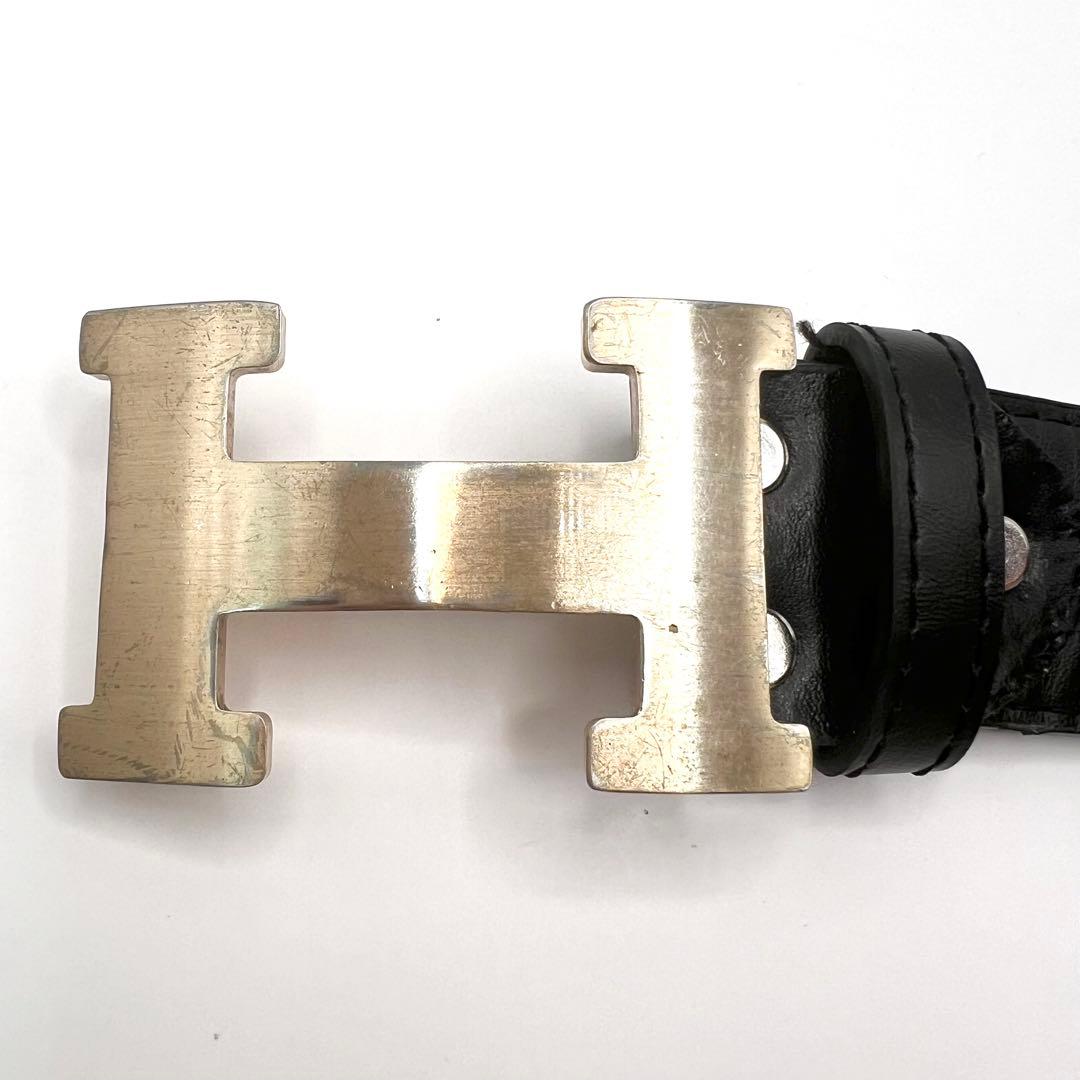 HERMES　ベルト　Hロゴ　コンスタンス　レザー　ゴールド　黒