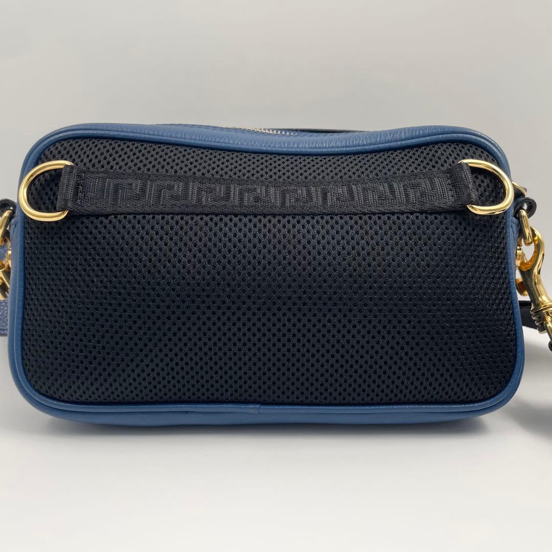 【✨極美品】 ヴェルサーチ カメラバッグ メデューサ 2way グレカ ブルー