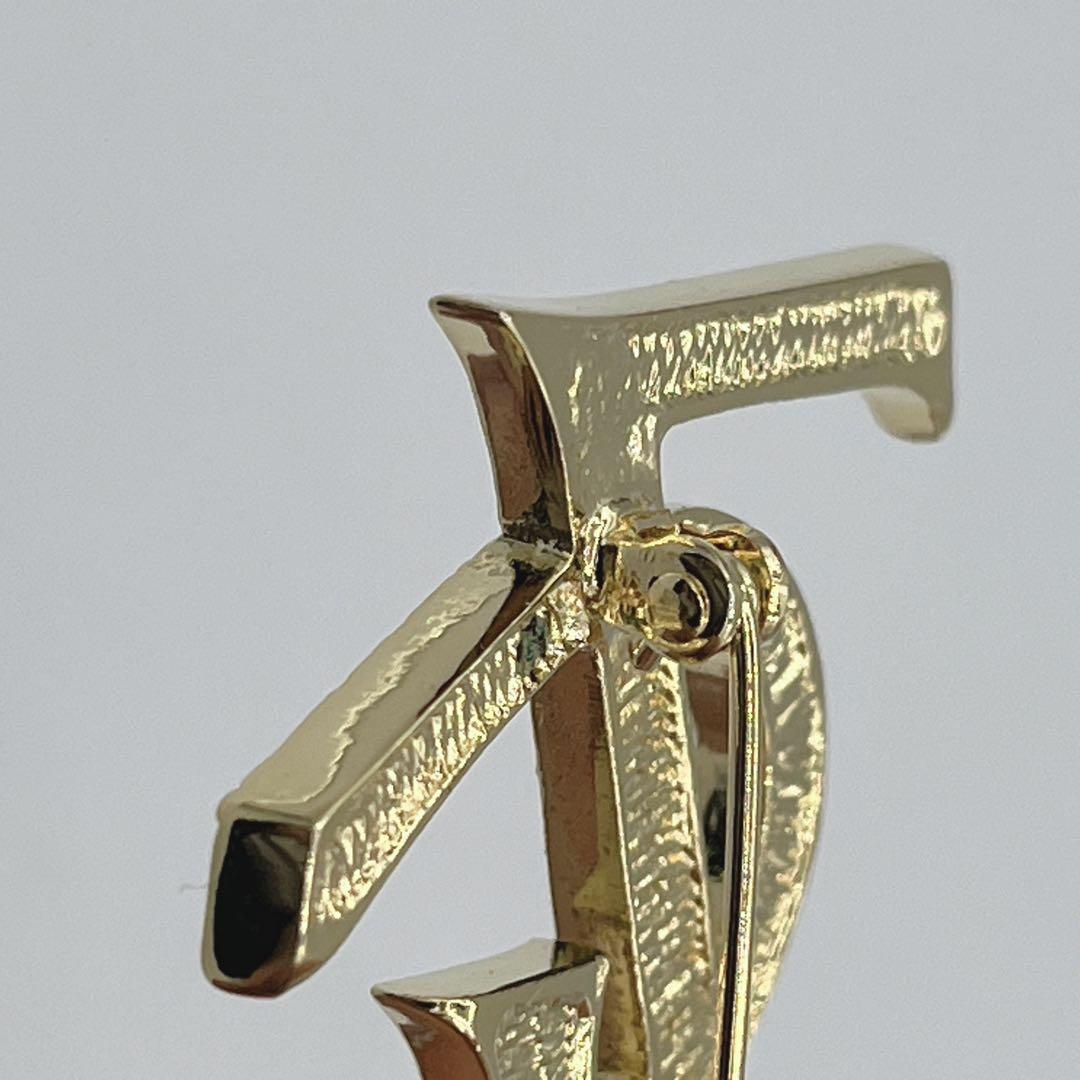 極美品✨イヴサンローラン ブローチ YSL ラインストーン ゴールド金具