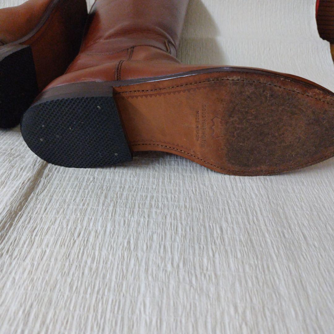 ブラウンレザー ロングブーツ ジッパー付き