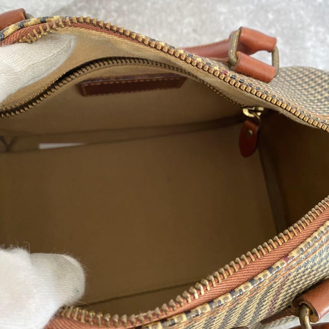 ポロラルフローレン　ミニボストンバッグ　キャンバス　レザー　千鳥柄　旅行