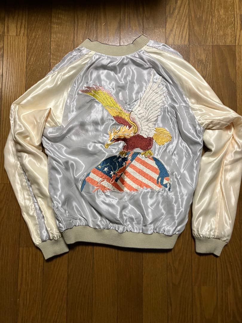 鷲刺繍 サテン スカジャン テーラー東洋