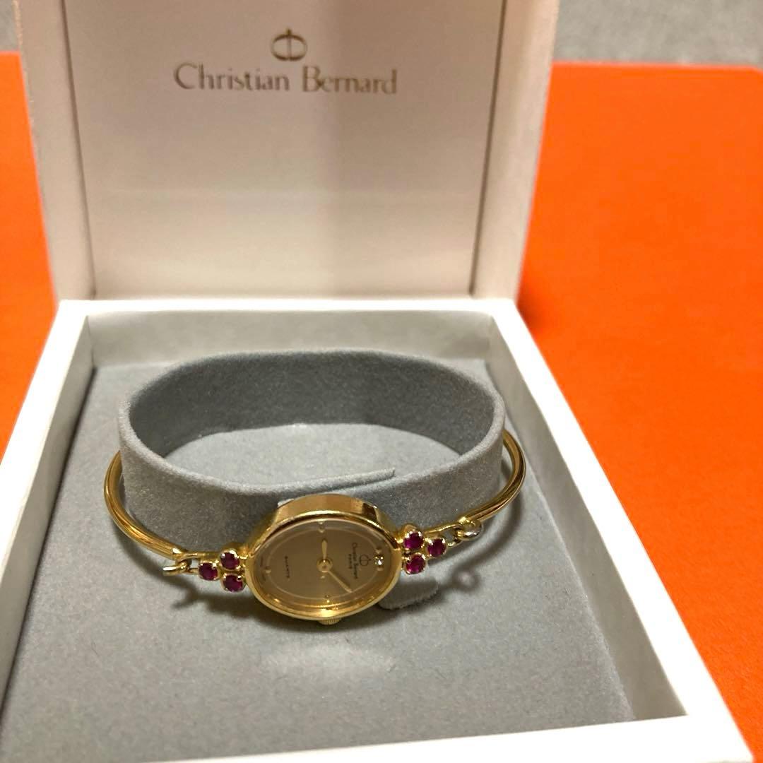 Christian Bernard ブレスウォッチ　天然石　ゴールドバングル