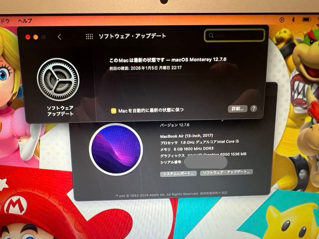 MacBook Air 13インチ　2017年モデル　ワンオーナー　修理歴なし