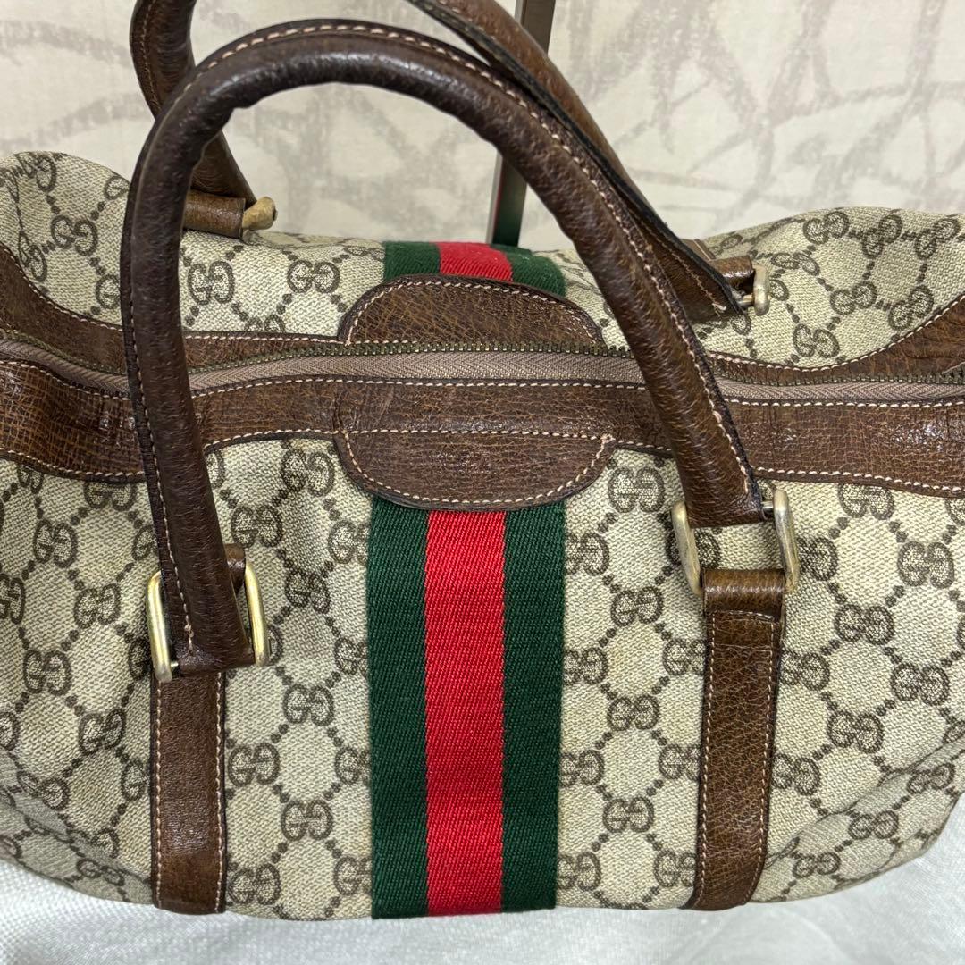 オールドグッチ　GUCCI ボストンバッグ GGキャンバス　シェリーライン　R