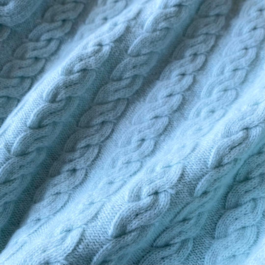 マッキントッシュフィロソフィー　ホールガーメントケーブルニット　水色　38