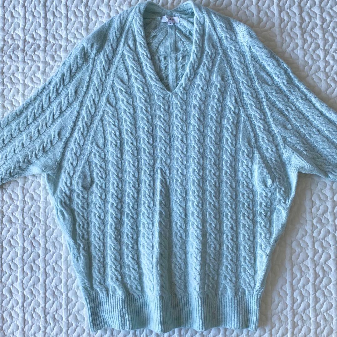 マッキントッシュフィロソフィー　ホールガーメントケーブルニット　水色　38