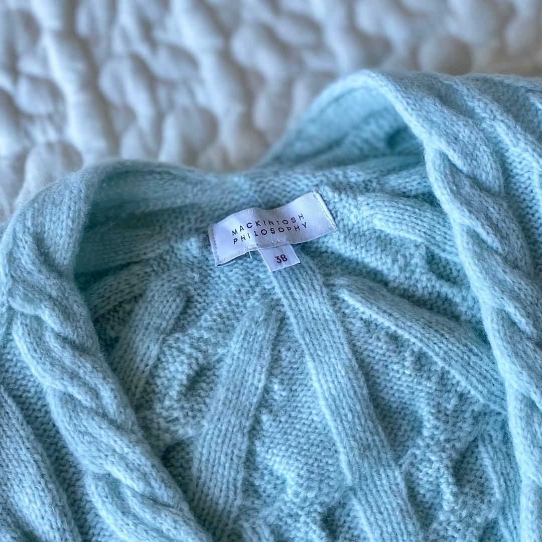 マッキントッシュフィロソフィー　ホールガーメントケーブルニット　水色　38