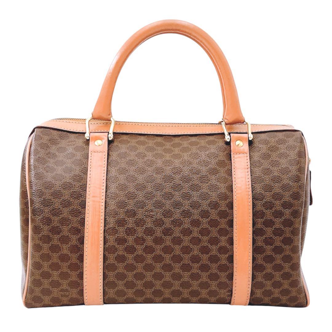 良品✨️セリーヌ マカダム ミニボストン ハンド バッグ ブラウン ヴィンテージ