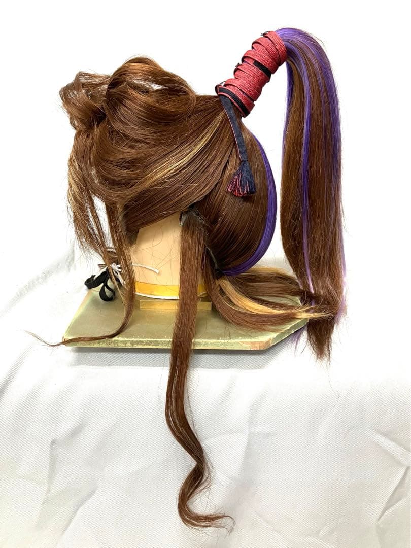 創作グラデーション、耐熱パープルプラス、大サイズ、中古大衆演劇かつら、舞踊かつら