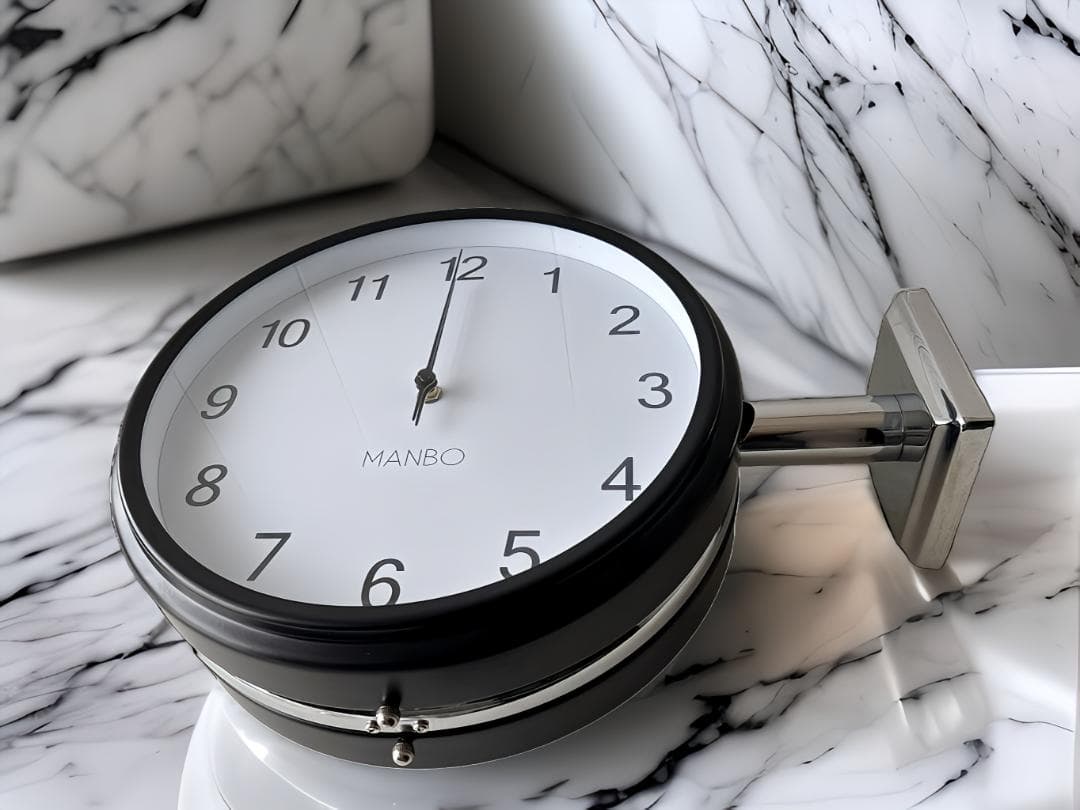 S*M様 MANBO 両面電波掛け時計 ブラック/ホワイト 310mm